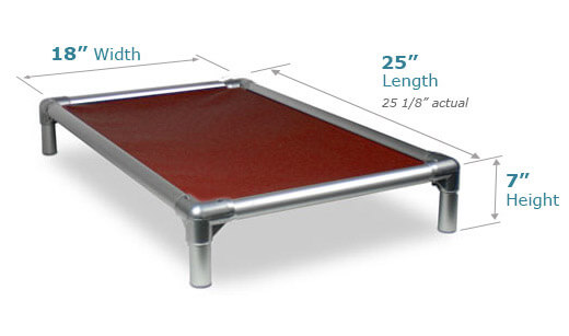 Illustration showing dimensions of 25 x 18 Size Bed