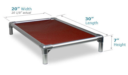 Illustration showing dimensions of 30 x 20 Size Bed