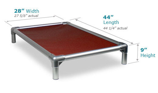 Illustration showing dimensions of 44 x 27 Size Bed