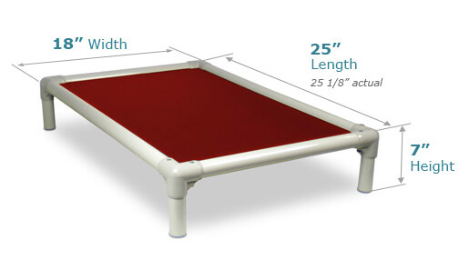 Illustration showing dimensions of 25 x 18 Size Bed